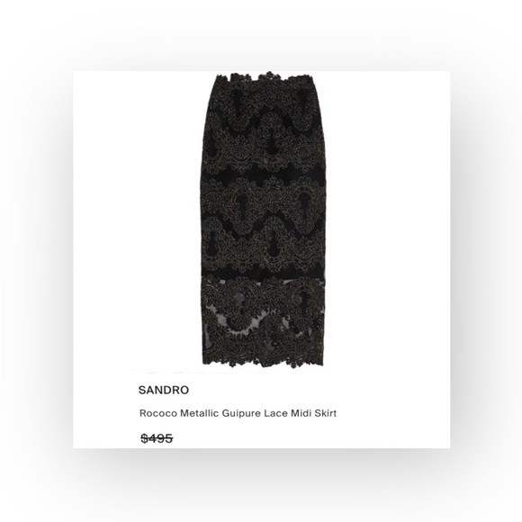 Sandro ✈︎ Rococo Metallic Guipure Lace Skirt ✈︎ aso Kristen Bell ✈︎ Black + Gold - Picture 4 of 17